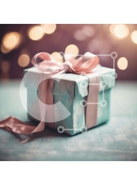 Intra Συλλεκτικό Ξύλινο Παζλ Plywood  4mm - Μπλε κουτί δώρου σε ξύλινο τραπέζι Σε Ξύλινο Κουτί - Διαστάσεις Puzzle: 10x10 cm – 25 κομμάτια