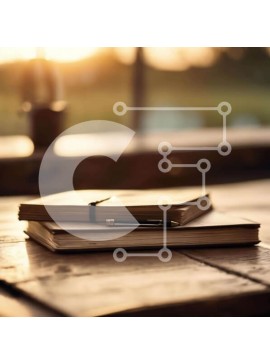 Intra Συλλεκτικό Ξύλινο Παζλ Plywood  4mm - Ανοίξτε τα βιβλία σε ξύλινο τραπέζι με ηλιοβασίλεμα Σε Ξύλινο Κουτί - Διαστάσεις Puzzle: 10x10 cm – 25 κομμάτια