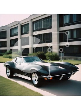 Intra Συλλεκτικό Ξύλινο Παζλ Plywood  4mm - Καλοσυντηρημένο μαύρο σπορ αυτοκίνητο παρκαρισμένο στο πεζοδρόμιο Σε Ξύλινο Κουτί - Διαστάσεις Puzzle: 10x10 cm – 25 κομμάτια