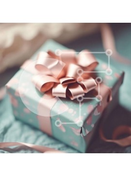 Intra Συλλεκτικό Ξύλινο Παζλ Plywood  4mm - Τυρκουάζ Κουτί δώρου με ροζ κορδέλα Σε Ξύλινο Κουτί - Διαστάσεις Puzzle: 10x10 cm – 25 κομμάτια