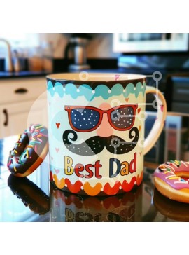 Intra Συλλεκτικό Ξύλινο Παζλ Plywood  4mm - Καλύτερη σκηνή με κούπα καφέ μπαμπά Σε Ξύλινο Κουτί - Διαστάσεις Puzzle: 10x10 cm – 25 κομμάτια