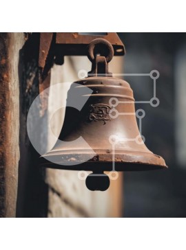 Intra Συλλεκτικό Ξύλινο Παζλ Plywood  4mm - Παλαιό σκουριασμένο κουδούνι στο κτίριο Σε Ξύλινο Κουτί - Διαστάσεις Puzzle: 10x10 cm – 25 κομμάτια