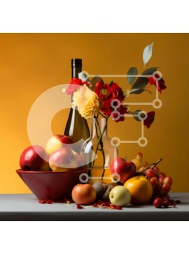 Σετ των 2 Intra Συλλεκτικό Ξύλινο Παζλ Plywood  4mm - Τραπέζι φρούτων και κρασιού με μπολ Σε Ξύλινο Κουτί - Διαστάσεις: 10x10 cm – 25 κομμάτια