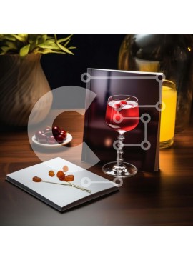 Σετ των 2 Intra Συλλεκτικό Ξύλινο Παζλ Plywood  4mm - Ποτήρι κόκκινο κρασί με κεράσια και ανοιχτό βιβλίο στο τραπέζι Σε Ξύλινο Κουτί - Διαστάσεις: 10x10 cm – 25 κομμάτια