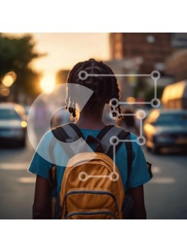 Intra Συλλεκτικό Ξύλινο Παζλ Plywood  4mm - Νεαρό κορίτσι με dreadlocks που περπατά στο δρόμο στο ηλιοβασίλεμα Σε Ξύλινο Κουτί - Διαστάσεις Puzzle: 10x10 cm – 25 κομμάτια