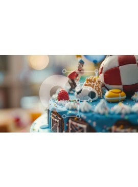 Σετ των 2 Intra Συλλεκτικό Ξύλινο Παζλ Plywood  4mm - Μπλε τούρτα γενεθλίων με αθλητικά διακοσμητικά Σε Ξύλινο Κουτί - Διαστάσεις: 10x10 cm – 25 κομμάτια