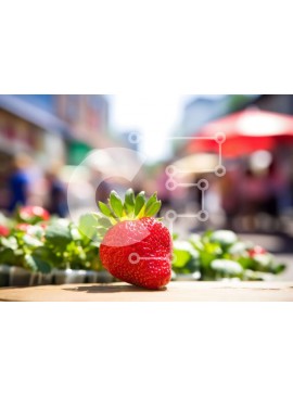 Σετ των 2 Intra Συλλεκτικό Ξύλινο Παζλ Plywood  4mm - Φρέσκια κόκκινη φράουλα σε ξύλινο τραπέζι με ανθρώπους στο φόντο Σε Ξύλινο Κουτί - Διαστάσεις: 10x10 cm – 25 κομμάτια