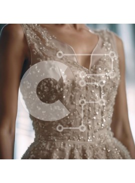 Σετ των 2 Intra Συλλεκτικό Ξύλινο Παζλ Plywood  4mm - Κομψή γυναίκα με μπεζ φόρεμα με πούλιες και πέπλο Σε Ξύλινο Κουτί - Διαστάσεις: 10x10 cm – 25 κομμάτια