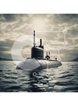 Intra Συλλεκτικό Ξύλινο Παζλ Plywood  4mm - Μαύρο υποβρύχιο που επιπλέει στον ωκεανό Σε Ξύλινο Κουτί - Διαστάσεις Puzzle: 10x10 cm – 25 κομμάτια