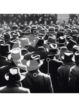 Intra Συλλεκτικό Ξύλινο Παζλ Plywood  4mm - Ομάδα ανδρών που φορούν καπέλα Σε Ξύλινο Κουτί - Διαστάσεις Puzzle: 10x10 cm – 25 κομμάτια