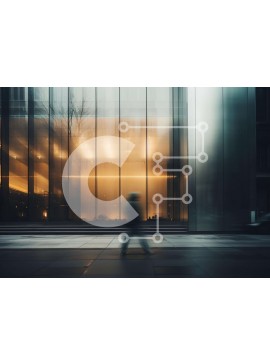 Intra Συλλεκτικό Ξύλινο Παζλ Plywood  4mm - Άτομο που περπατά μπροστά από το φωτισμένο κτήριο τη νύχτα Σε Ξύλινο Κουτί - Διαστάσεις Puzzle: 10x10 cm – 25 κομμάτια