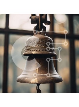 Intra Συλλεκτικό Ξύλινο Παζλ Plywood  4mm - Vintage κουδούνι που κρέμεται σε θρησκευτικό περιβάλλον Σε Ξύλινο Κουτί - Διαστάσεις Puzzle: 10x10 cm – 25 κομμάτια
