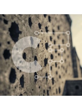 Intra Συλλεκτικό Ξύλινο Παζλ Plywood  4mm - Τείχος από σκυρόδεμα με τρύπες από σφαίρες και πουλί Σε Ξύλινο Κουτί - Διαστάσεις Puzzle: 10x10 cm – 25 κομμάτια