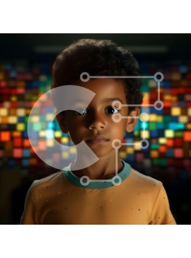 Intra Συλλεκτικό Ξύλινο Παζλ Plywood  4mm - Νεαρό αγόρι μπροστά από το αφηρημένο υπόβαθρο Σε Ξύλινο Κουτί - Διαστάσεις Puzzle: 10x10 cm – 25 κομμάτια