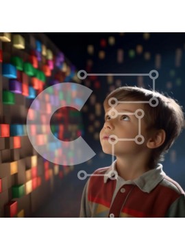 Intra Συλλεκτικό Ξύλινο Παζλ Plywood  4mm - Νεαρό αγόρι με πολύχρωμους κύβους Σε Ξύλινο Κουτί - Διαστάσεις Puzzle: 10x10 cm – 25 κομμάτια