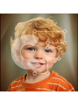 Intra Συλλεκτικό Ξύλινο Παζλ Plywood  4mm - Νεαρό αγόρι με πορτοκαλί μαλλιά και μπλε μάτια που χαμογελούν σε εσωτερικούς χώρους Σε Ξύλινο Κουτί - Διαστάσεις Puzzle: 10x10 cm – 25 κομμάτια