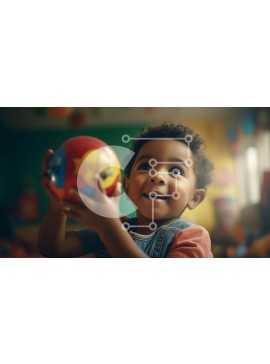 Intra Συλλεκτικό Ξύλινο Παζλ Plywood  4mm - Νεαρό αγόρι που παίζει με πολύχρωμη μπάλα Σε Ξύλινο Κουτί - Διαστάσεις Puzzle: 10x10 cm – 25 κομμάτια