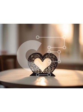 Intra Συλλεκτικό Ξύλινο Παζλ Plywood  4mm - Μαύρο κερί σε σχήμα καρδιάς σε ξύλινο τραπέζι Σε Ξύλινο Κουτί - Διαστάσεις Puzzle: 10x10 cm – 25 κομμάτια