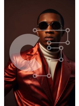 Intra Συλλεκτικό Ξύλινο Παζλ Plywood  4mm - Κομψός μαύρος με κόκκινο δερμάτινο μπουφάν και γυαλιά ηλίου Σε Ξύλινο Κουτί - Διαστάσεις Puzzle: 10x10 cm – 25 κομμάτια