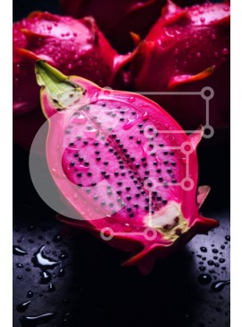 Σετ των 2 Intra Συλλεκτικό Ξύλινο Παζλ Plywood  4mm - Φρεσκοκομμένα Red Dragonfruits με σταγονίδια νερού Σε Ξύλινο Κουτί - Διαστάσεις: 10x10 cm – 25 κομμάτια