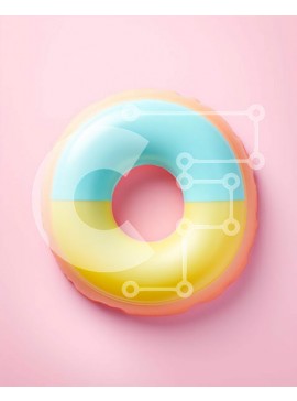 Intra Συλλεκτικό Ξύλινο Παζλ Plywood  4mm - Πολύχρωμο φουσκωτό δαχτυλίδι σε ροζ φόντο Σε Ξύλινο Κουτί - Διαστάσεις Puzzle: 10x10 cm – 25 κομμάτια