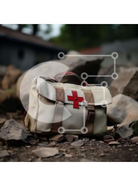 Intra Συλλεκτικό Ξύλινο Παζλ Plywood  4mm - Τσάντα κιτ πρώτων βοηθειών σε βράχους με σύμβολο του Ερυθρού Σταυρού Σε Ξύλινο Κουτί - Διαστάσεις Puzzle: 10x10 cm – 25 κομμάτια