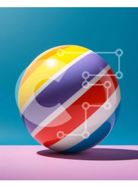 Intra Συλλεκτικό Ξύλινο Παζλ Plywood  4mm - Πολύχρωμη μπάλα παραλίας σε αφηρημένο φόντο Σε Ξύλινο Κουτί - Διαστάσεις Puzzle: 10x10 cm – 25 κομμάτια