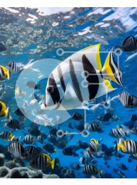 Σετ των 2 Intra Συλλεκτικό Ξύλινο Παζλ Plywood  4mm - Σχολή ψαριών που κολυμπούν στον ωκεανό Σε Ξύλινο Κουτί - Διαστάσεις: 10x10 cm – 25 κομμάτια