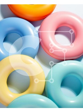 Σετ των 2 Intra Συλλεκτικό Ξύλινο Παζλ Plywood  4mm - Πολύχρωμη στοίβα ντόνατς Σε Ξύλινο Κουτί - Διαστάσεις: 10x10 cm – 25 κομμάτια