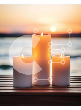 Intra Συλλεκτικό Ξύλινο Παζλ Plywood  4mm - Οικείο ηλιοβασίλεμα με τρία λευκά κεριά Σε Ξύλινο Κουτί - Διαστάσεις Puzzle: 10x10 cm – 25 κομμάτια