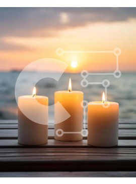 Intra Συλλεκτικό Ξύλινο Παζλ Plywood  4mm - Ζεστό ηλιοβασίλεμα με τρία αναμμένα κεριά Σε Ξύλινο Κουτί - Διαστάσεις Puzzle: 10x10 cm – 25 κομμάτια