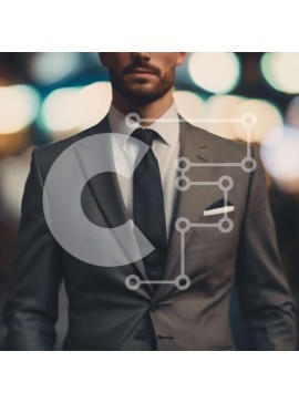 Intra Συλλεκτικό Ξύλινο Παζλ Plywood  4mm - Άνδρας με κομψό κοστούμι και γραβάτα με τα χέρια στους γοφούς Σε Ξύλινο Κουτί - Διαστάσεις Puzzle: 10x10 cm – 25 κομμάτια