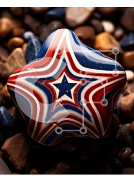 Intra Συλλεκτικό Ξύλινο Παζλ Plywood  4mm - Κόκκινο, λευκό και μπλε βράχο διακόσμηση σε σχήμα αστεριού Σε Ξύλινο Κουτί - Διαστάσεις Puzzle: 10x10 cm – 25 κομμάτια