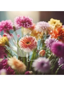 Intra Συλλεκτικό Ξύλινο Παζλ Plywood  4mm - Ζωντανό μπουκέτο από μαργαρίτες, χρυσάνθεμα και ασφόδελους Σε Ξύλινο Κουτί - Διαστάσεις: 10x10 cm – 25 κομμάτια