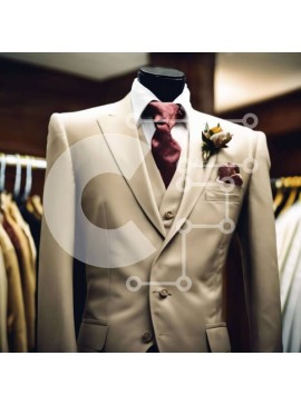 Σετ των 2 Intra Συλλεκτικό Ξύλινο Παζλ Plywood  4mm - Μαύρο κοστούμι με πορτοκαλί γραβάτα και κόκκινο τετράγωνο τσέπης στην οθόνη Σε Ξύλινο Κουτί - Διαστάσεις: 10x10 cm – 25 κομμάτια