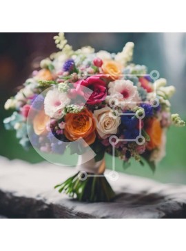 Intra Συλλεκτικό Ξύλινο Παζλ Plywood  4mm - Πολύχρωμο μπουκέτο λουλουδιών σε πέτρινο τοίχο Σε Ξύλινο Κουτί - Διαστάσεις: 10x10 cm – 25 κομμάτια