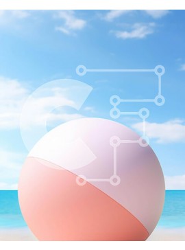 Intra Συλλεκτικό Ξύλινο Παζλ Plywood  4mm - Ζωντανή σκηνή παραλίας με ροζ και λευκή μπάλα παραλίας Σε Ξύλινο Κουτί - Διαστάσεις Puzzle: 10x10 cm – 25 κομμάτια