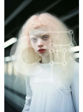 Intra Συλλεκτικό Ξύλινο Παζλ Plywood  4mm - Νεαρή γυναίκα με ροζ μαλλιά στον υπόγειο σιδηροδρομικό σταθμό Σε Ξύλινο Κουτί - Διαστάσεις Puzzle: 10x10 cm – 25 κομμάτια