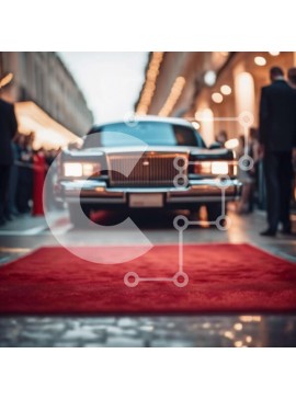 Intra Συλλεκτικό Ξύλινο Παζλ Plywood  4mm - Μαύρο αυτοκίνητο στο κόκκινο χαλί στην εκδήλωση Σε Ξύλινο Κουτί - Διαστάσεις Puzzle: 10x10 cm – 25 κομμάτια