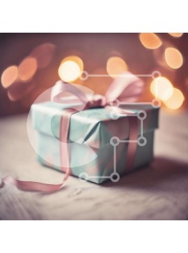 Intra Συλλεκτικό Ξύλινο Παζλ Plywood  4mm - Μπλε κουτί δώρου με ροζ κορδέλα Σε Ξύλινο Κουτί - Διαστάσεις Puzzle: 10x10 cm – 25 κομμάτια