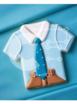 Σετ των 2 Intra Συλλεκτικό Ξύλινο Παζλ Plywood  4mm - Μπισκότο ζάχαρης με μπλε πουκάμισο και διακόσμηση γραβάτα Σε Ξύλινο Κουτί - Διαστάσεις: 10x10 cm – 25 κομμάτια