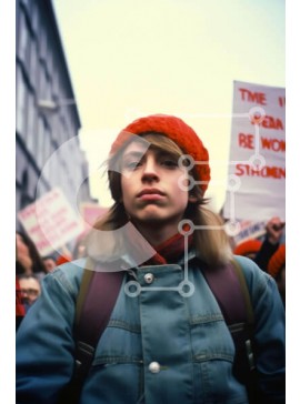 Intra Συλλεκτικό Ξύλινο Παζλ Plywood  4mm - Νεαρός άνδρας που υποστηρίζει τα δικαιώματα των γυναικών με σημάδι Σε Ξύλινο Κουτί - Διαστάσεις Puzzle: 10x10 cm – 25 κομμάτια