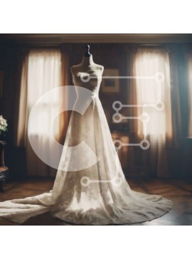 Σετ των 2 Intra Συλλεκτικό Ξύλινο Παζλ Plywood  4mm - Εμφάνιση μανεκέν νυφικού στο δωμάτιο Σε Ξύλινο Κουτί - Διαστάσεις: 10x10 cm – 25 κομμάτια