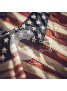 Intra Συλλεκτικό Ξύλινο Παζλ Plywood  4mm - Κοντινό πλάνο της αμερικανικής σημαίας με αστέρια και ρίγες Σε Ξύλινο Κουτί - Διαστάσεις Puzzle: 10x10 cm – 25 κομμάτια