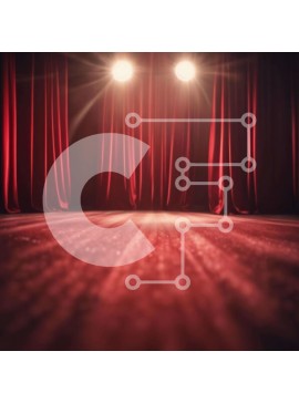 Intra Συλλεκτικό Ξύλινο Παζλ Plywood  4mm - Σκηνή με κόκκινες κουρτίνες και προβολείς Σε Ξύλινο Κουτί - Διαστάσεις Puzzle: 10x10 cm – 25 κομμάτια