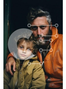 Intra Συλλεκτικό Ξύλινο Παζλ Plywood  4mm - Ηλικιωμένος άνδρας και νεαρό αγόρι κάθονται μαζί Σε Ξύλινο Κουτί - Διαστάσεις Puzzle: 10x10 cm – 25 κομμάτια