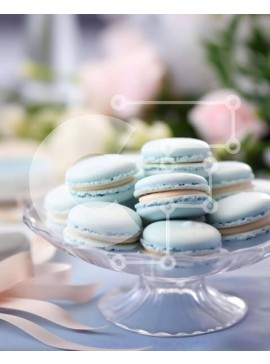 Σετ των 2 Intra Συλλεκτικό Ξύλινο Παζλ Plywood  4mm - Μπλε αμυγδαλωτά και λουλούδια σε γυάλινο πιάτο Σε Ξύλινο Κουτί - Διαστάσεις: 10x10 cm – 25 κομμάτια