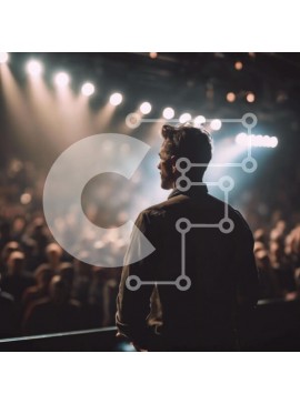 Intra Συλλεκτικό Ξύλινο Παζλ Plywood  4mm - Άνδρας στη σκηνή που μιλά στο κοινό Σε Ξύλινο Κουτί - Διαστάσεις Puzzle: 10x10 cm – 25 κομμάτια