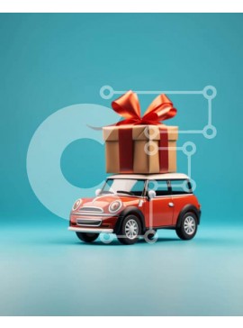 Intra Συλλεκτικό Ξύλινο Παζλ Plywood  4mm - Πορτοκαλί μίνι αυτοκίνητο με κουτί δώρου Σε Ξύλινο Κουτί - Διαστάσεις Puzzle: 10x10 cm – 25 κομμάτια