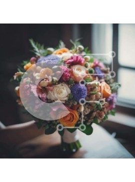 Σετ των 2 Intra Συλλεκτικό Ξύλινο Παζλ Plywood  4mm - Ζωντανό μπουκέτο με πολύχρωμα λουλούδια που κρατιούνται από τα χέρια Σε Ξύλινο Κουτί - Διαστάσεις: 10x10 cm – 25 κομμάτια